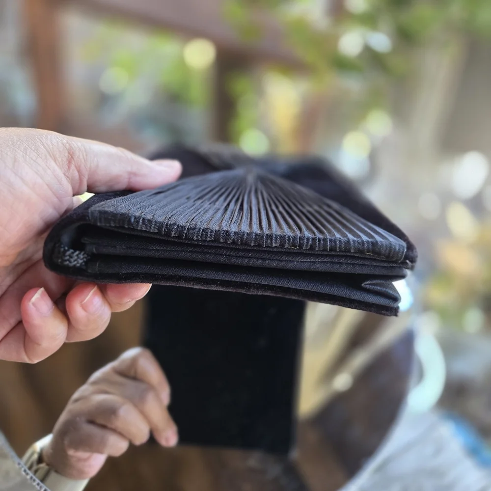 Galerie Black Velvet Formal Evening Clutch With Strap Satin Bow Accent